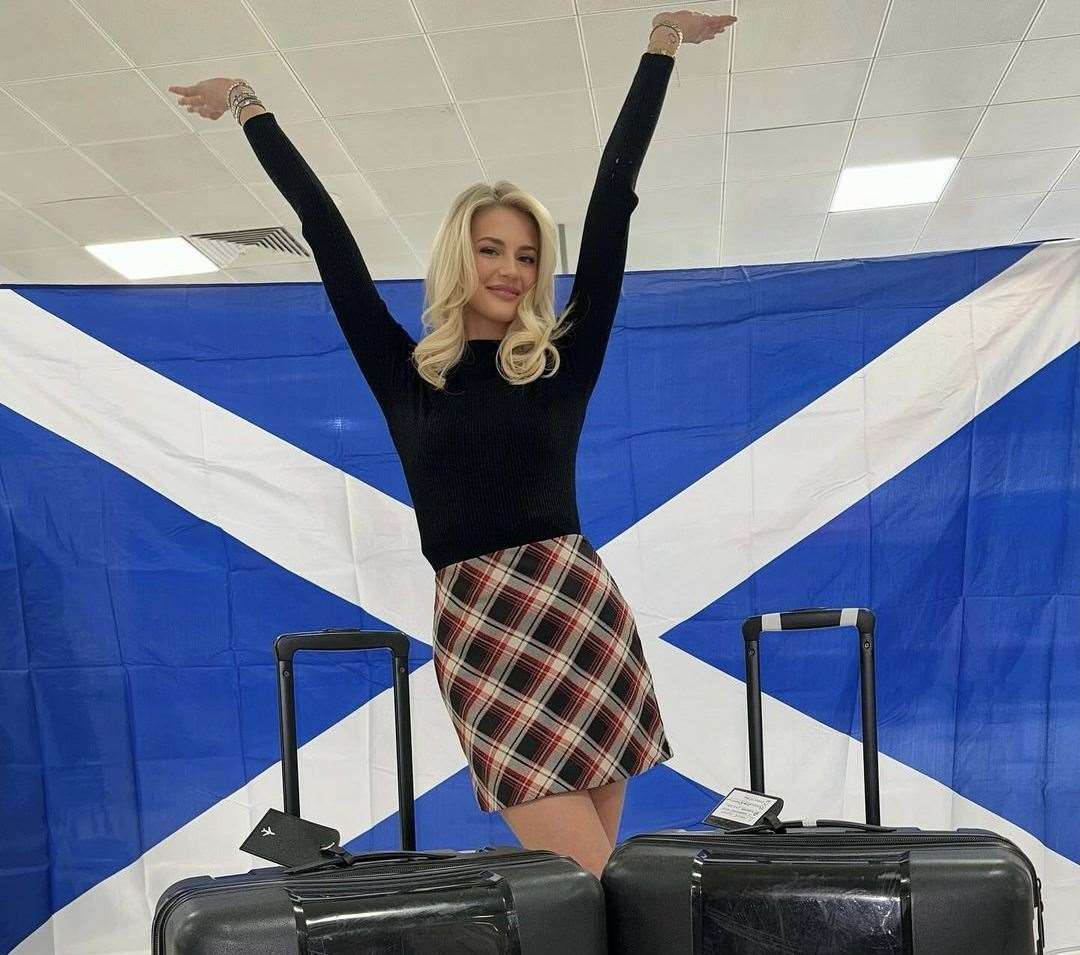 Chelsie Allison on her way to India for the Miss World competition.