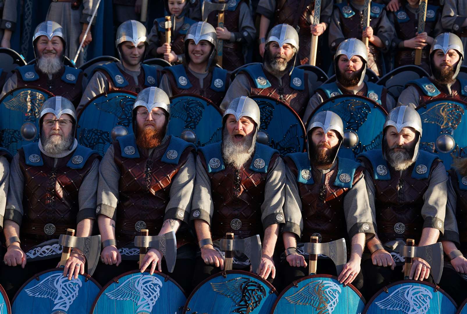 The Jarl Squad after marching through the town (Andrew Milligan/PA)