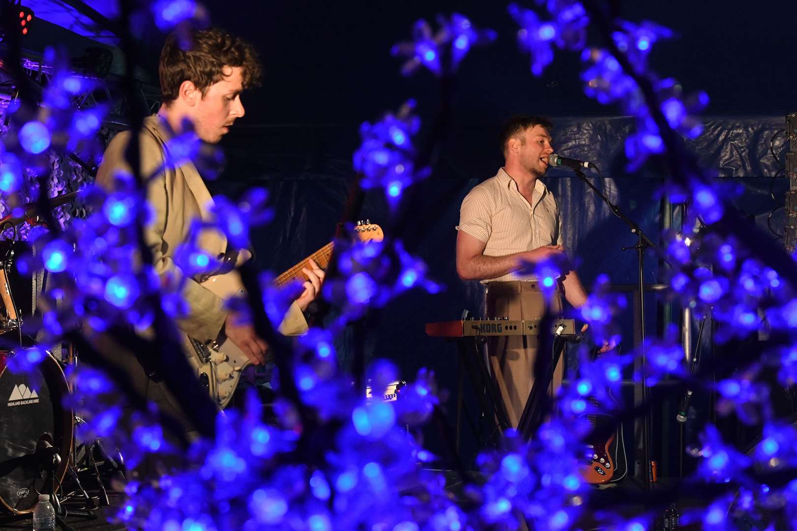 The Joshua Hotel's Louis Slorach (left), Josh Gilbert on drums and Joshua Mackenzie on the Seedlings stage last year. Picture: James Mackenzie