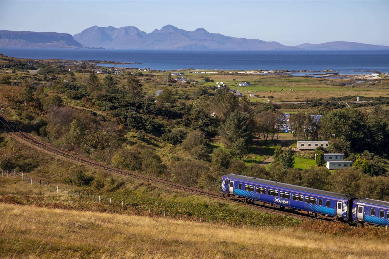 ScotRail-train after departing Arisaig on the West Highland Line.