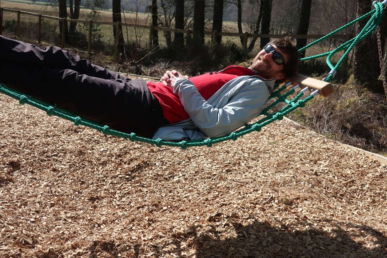 John takes a break on the hammock.