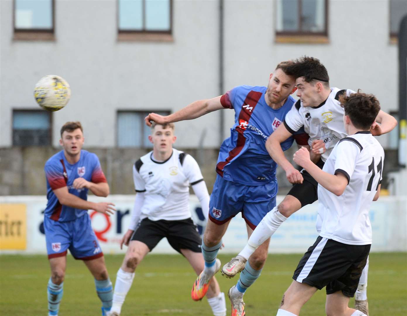 Liam Taylor goes close with header for Clach. Picture Gary Anthony.