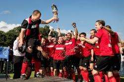 Glenurquhart's players celebrate their MacAulay Cup success. Picture by Neil G Paterson