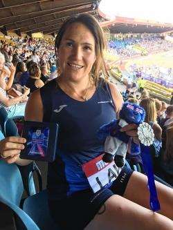 Kirsty Law with the silver medal she won at the British Championships in Birmingham last Sunday.