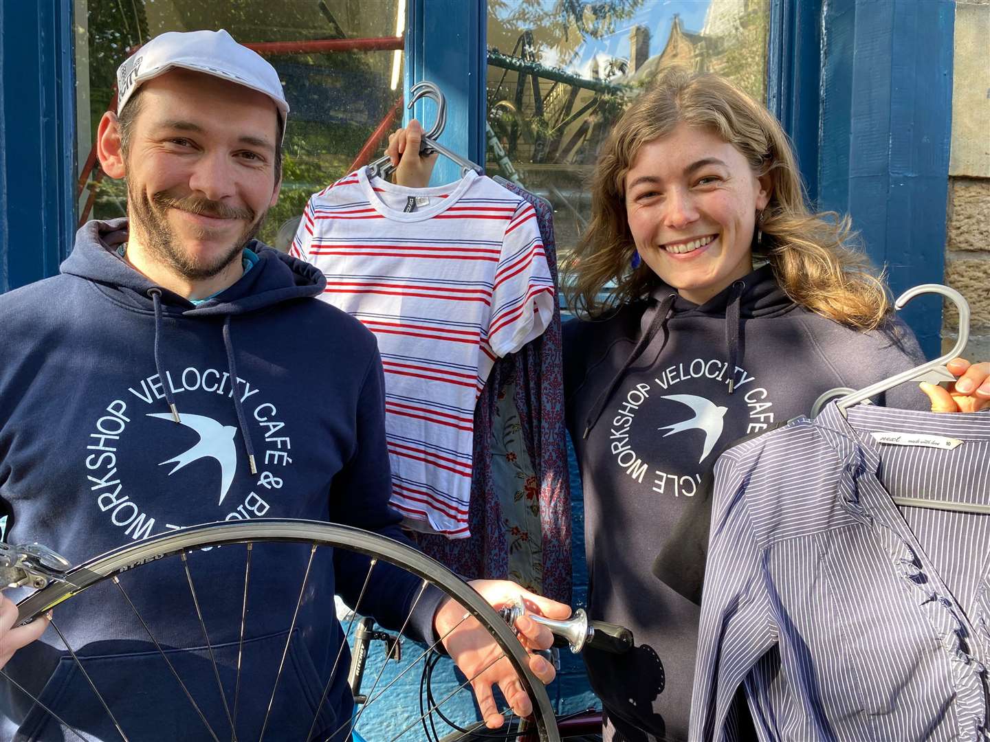 Project officers Matt Lafferty and Isabel McLeish at Velocity Café & Bicycle Workshop in Inverness. Picture: Velocity Café