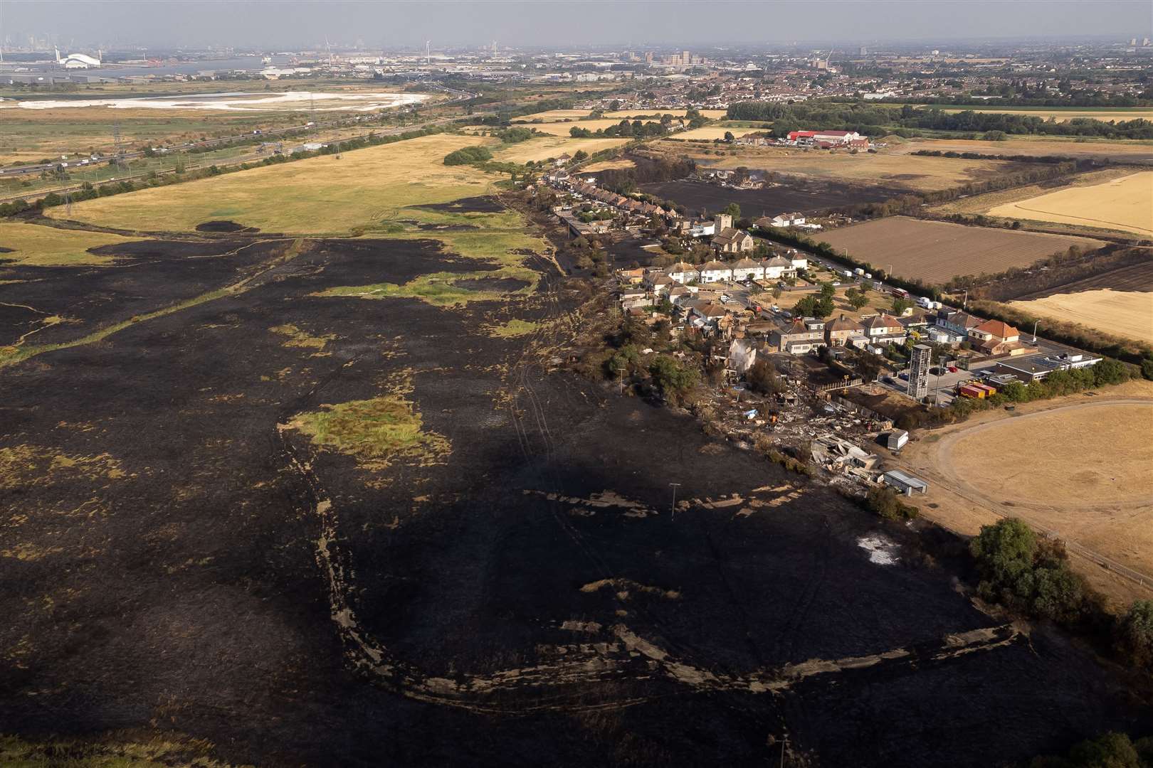 The scene after a blaze in the village of Wennington, east London (Aaron Chown/PA)