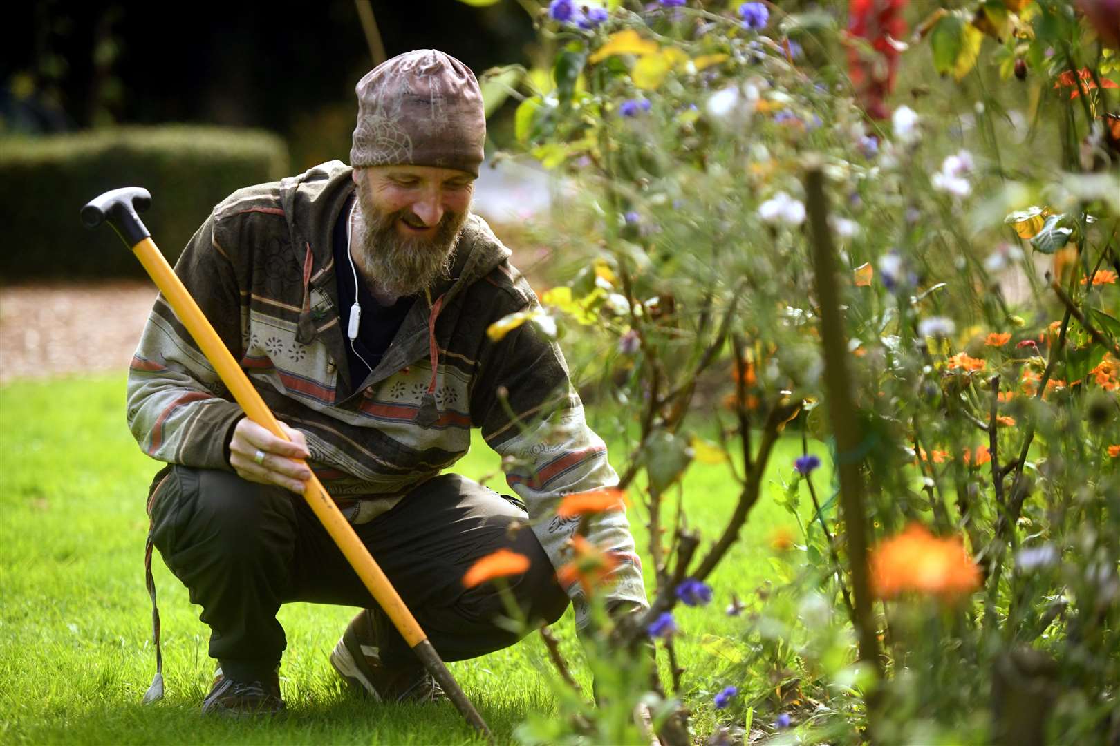 Volunteer Neil Davidson tends the New Start Gardens in Inverness. Picture: James Mackenzie.