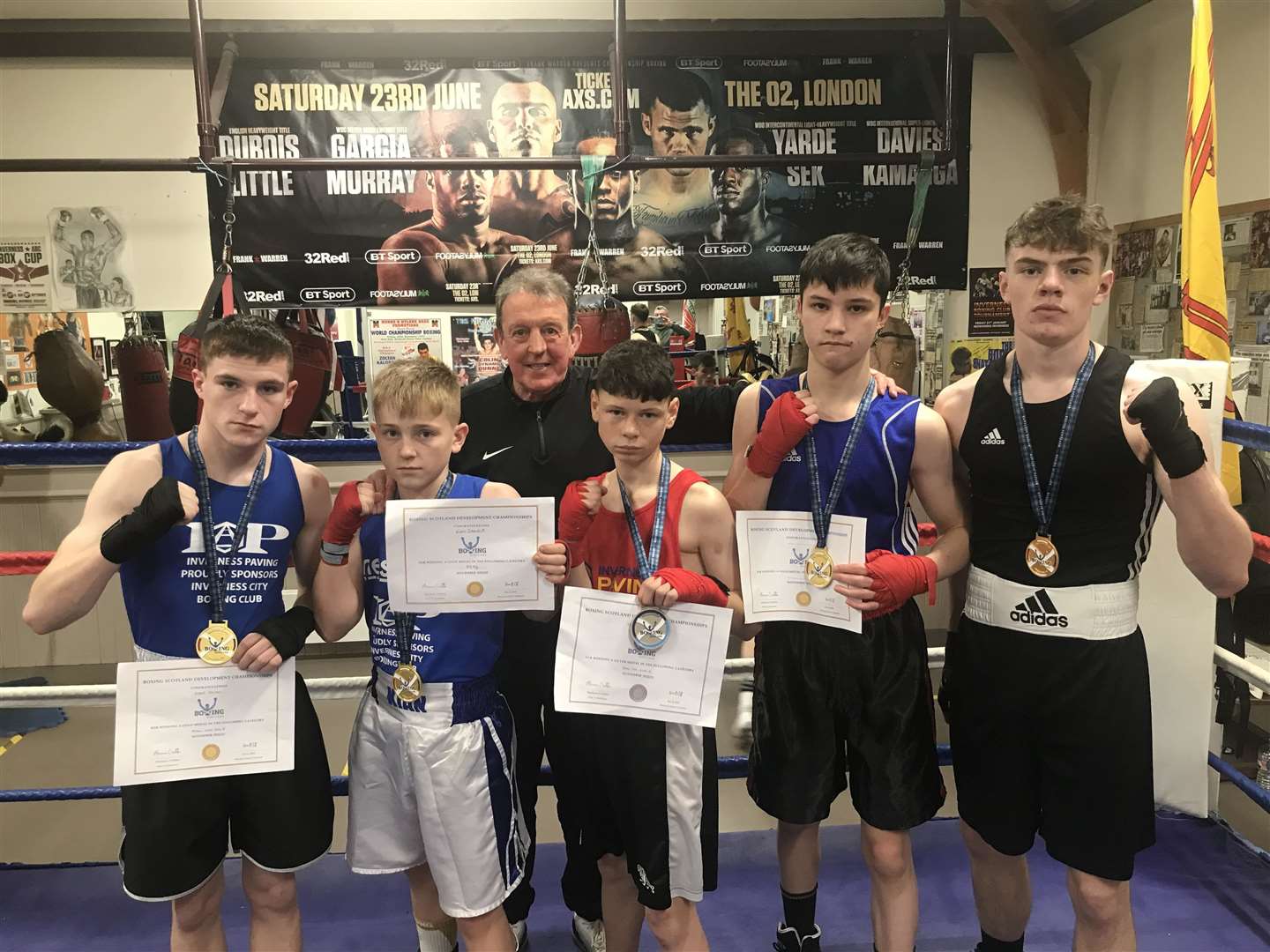 Inverness head coach Laurie Redfern with his successful boxers.