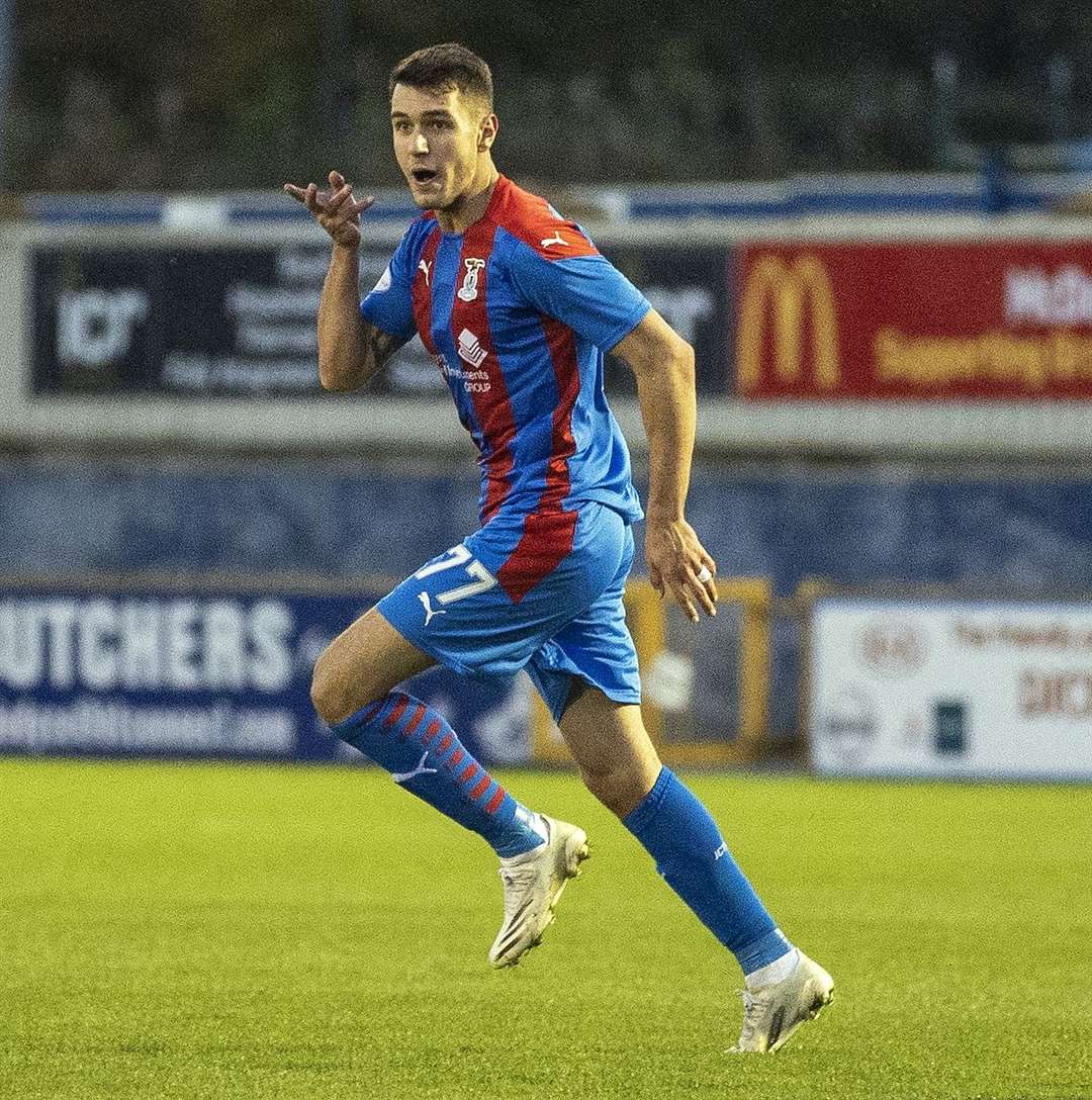 Picture - Ken Macpherson, Inverness. Inverness CT(3) v Arbroath(1). 31.10.19. ICT’s Nickolay Todorov celebrates his goal.