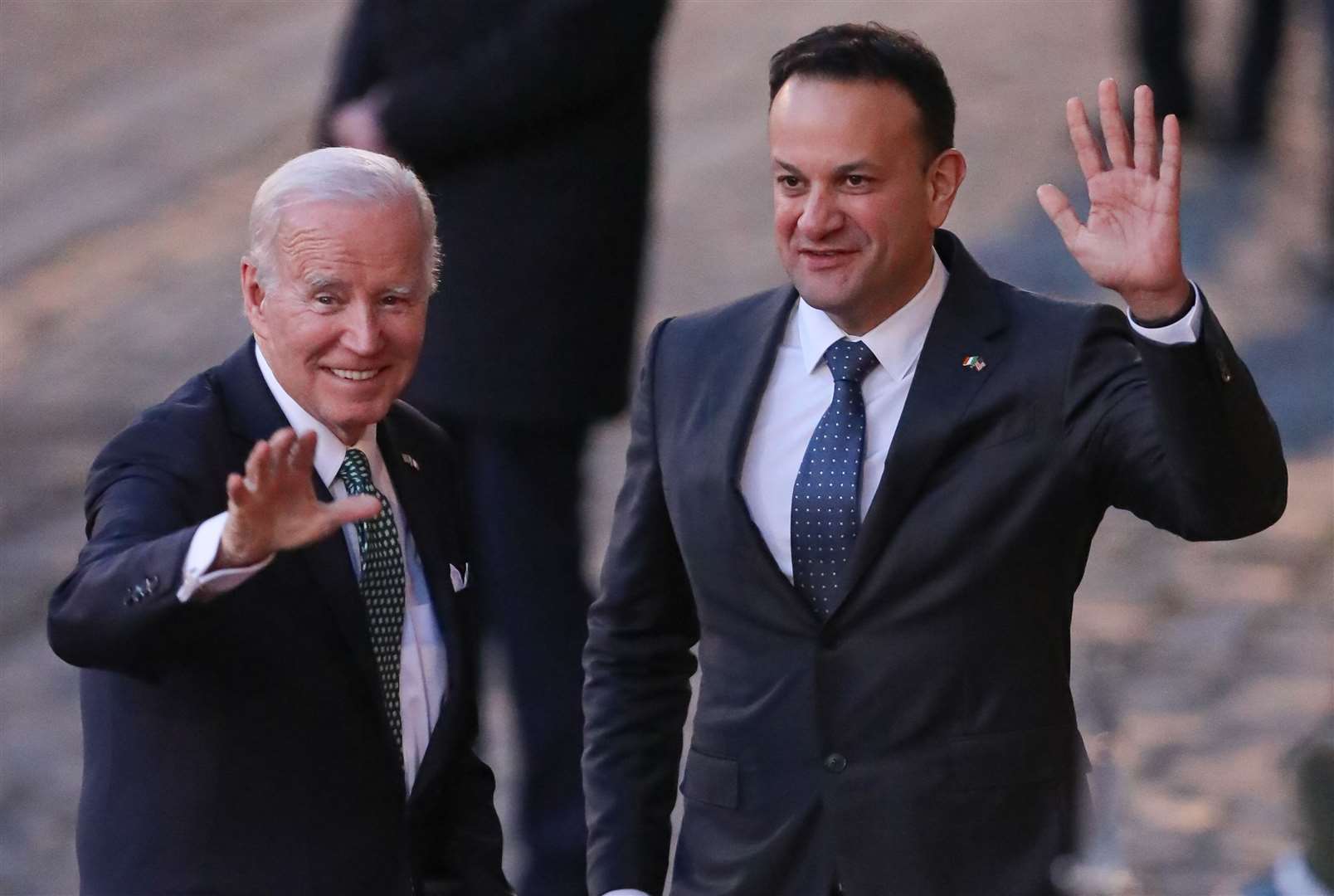 US President Joe Biden (left) is greeted by Taoiseach Leo Varadkar in Ireland last year (PA)