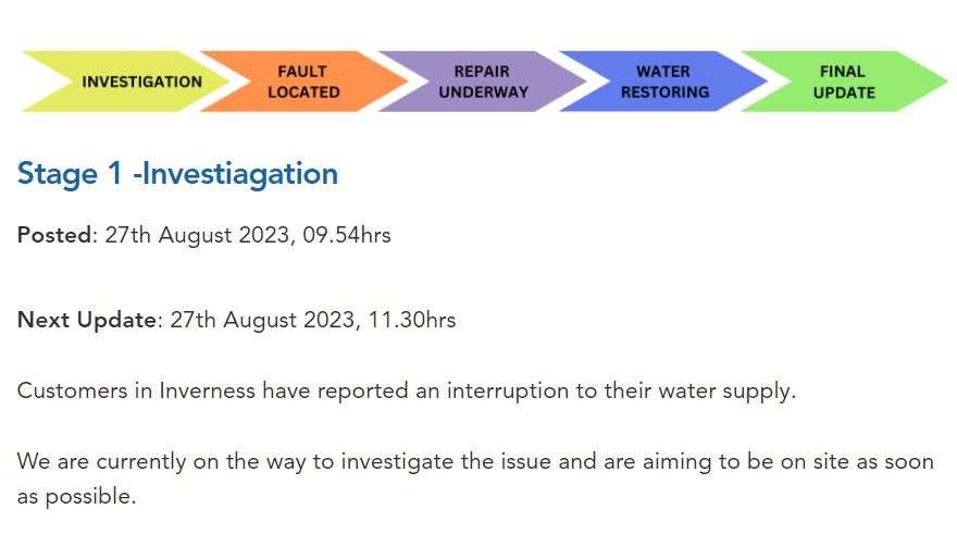 Scottish Water says it is aware of an issue.