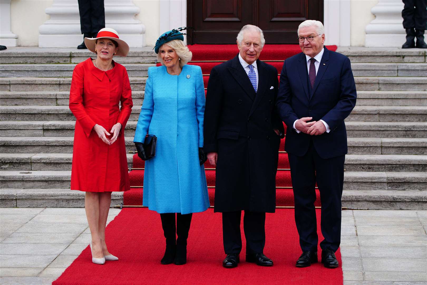 (Left to right) Elke Buedenbender, the Queen Consort, King Charles III and German President Frank-Walter Steinmeier attending a Green Energy reception at Bellevue Palace, Berlin (Ben Birchall/PA)