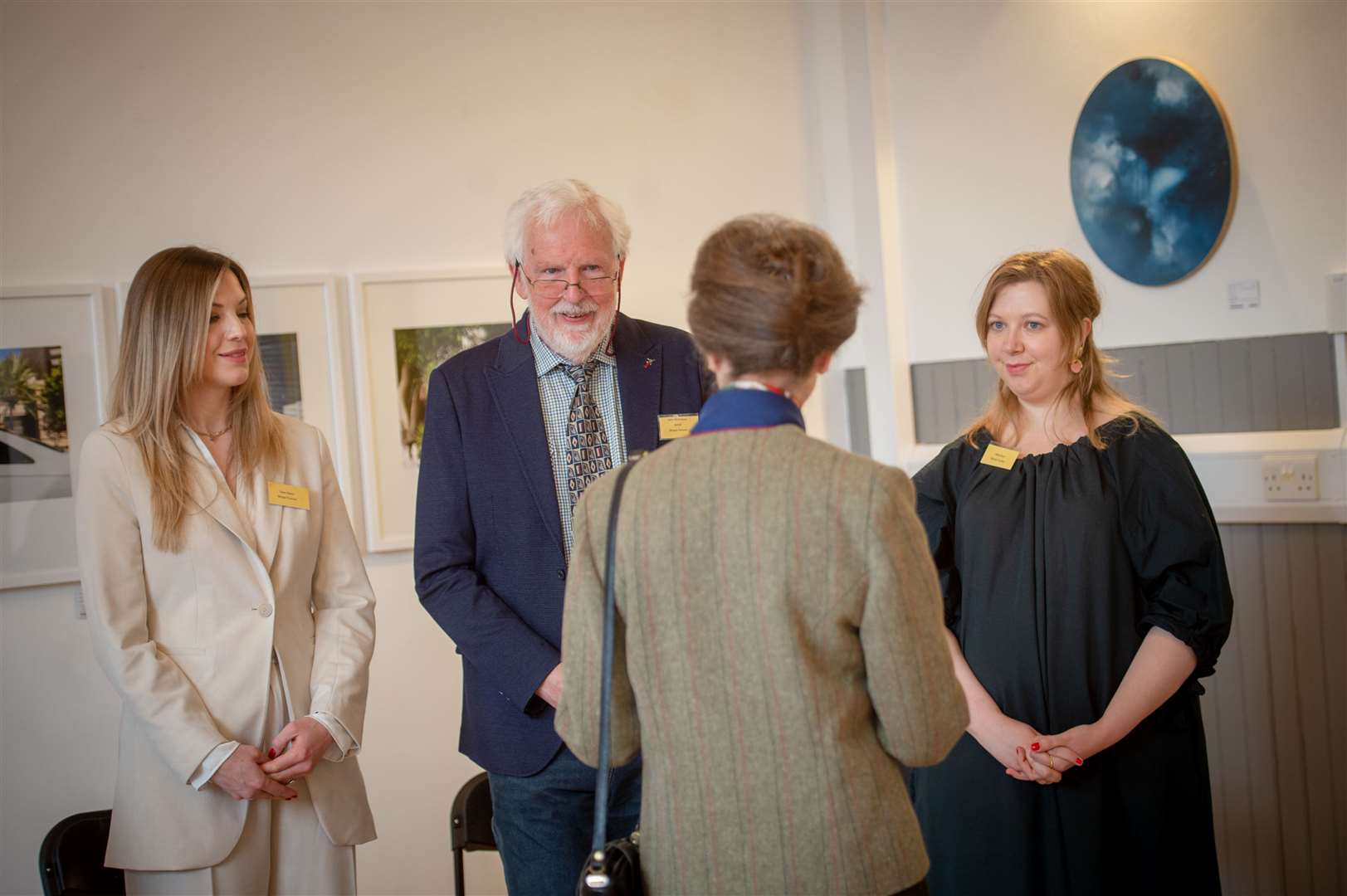 The Princess Royal meeting Wasps trustee Dyan Owen, artist John Nicolson and Wasps trustee Nikki Kane. Picture: Callum Mackay