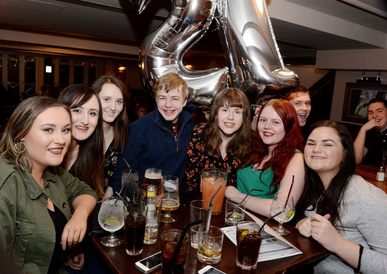 Shannon Cameron (centre right) parties on her 21st birthday with friends.