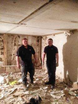 Highand Rugby Club players Jonny Milton and Stuart Gillespie lent a hand at Bruce MacGregor's latest venture