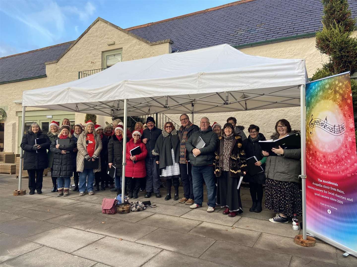The choir had a succesful lead up to Christmas, among which was a performance at Logie Steading's Christmas Market.