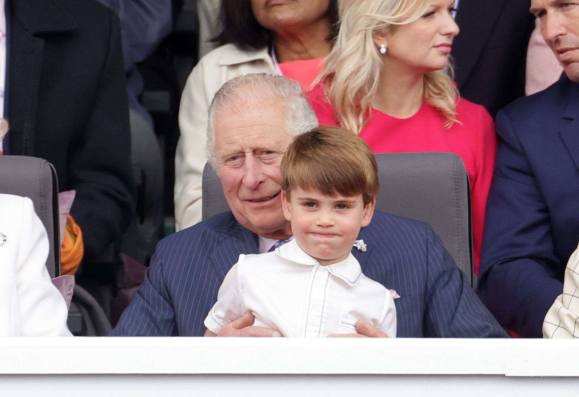 Prince Louis sits on Charles’ lap during the Platinum Jubilee Pageant (Chris Jackson/PA)