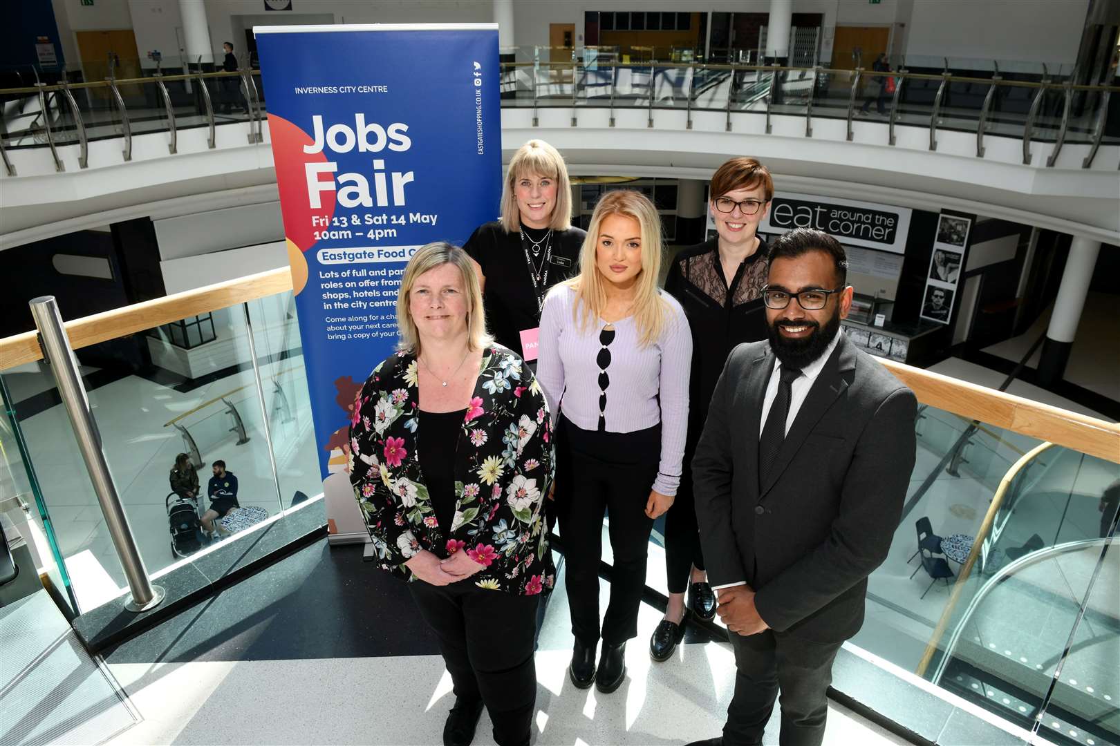 From left, Veronica Mackintosh, Eastgate administrator & commercialisation manager, Lydia Bernardi, Pandora store manager, Lauren Macdonald and Eilidh Edgar from DYW and SDS and DWP employment advisor Vinny Pillai. Picture: James Mackenzie