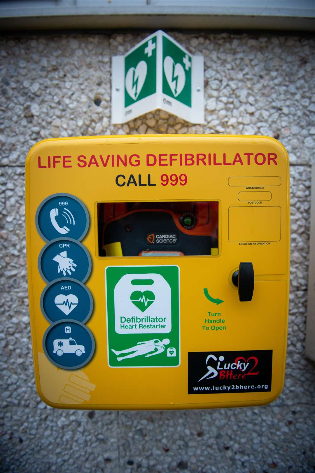 A new defibrillator similar to the one at Brackla Distillery.