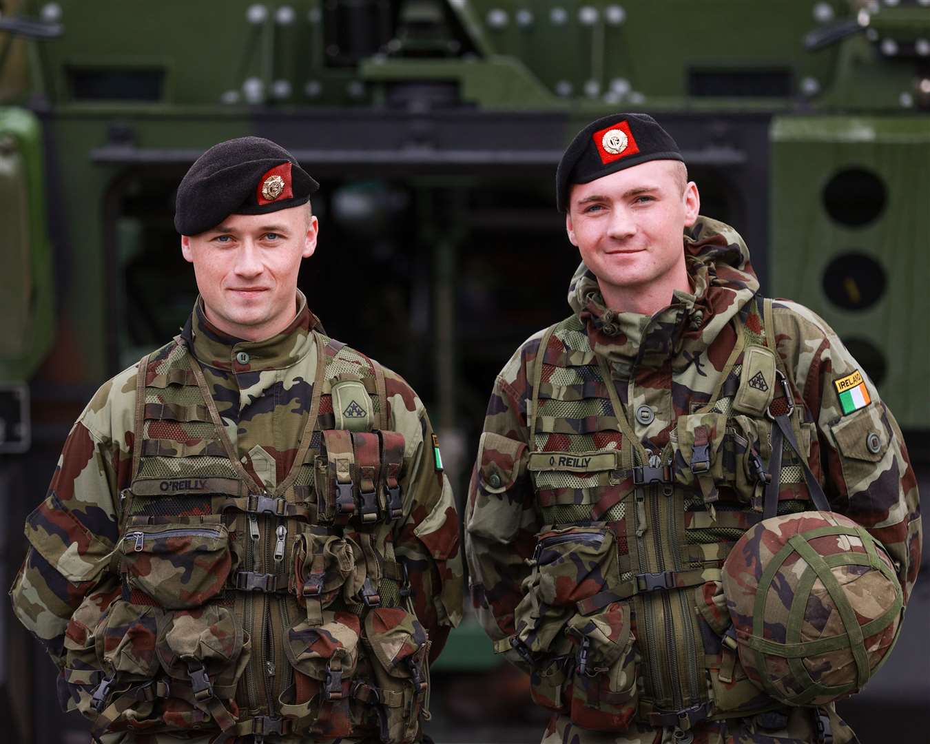 Brothers Pte Caolan O’Reilly (left) and Pte Tiarnan O’Reilly during a deployment mission readiness exercise at Glen of Imaal, Co Wicklow (Liam McBurney/PA)