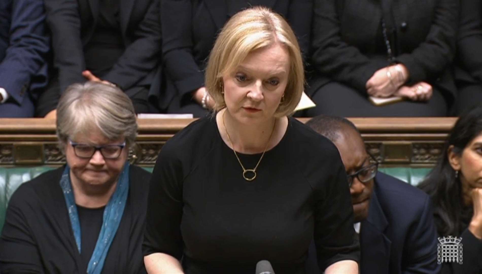 Prime Minister Liz Truss reading her tribute in the House of Commons (House of Commons/PA)