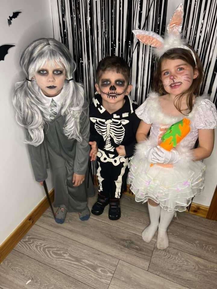 Jessica, Thomas and Eliza dressed up for Halloween