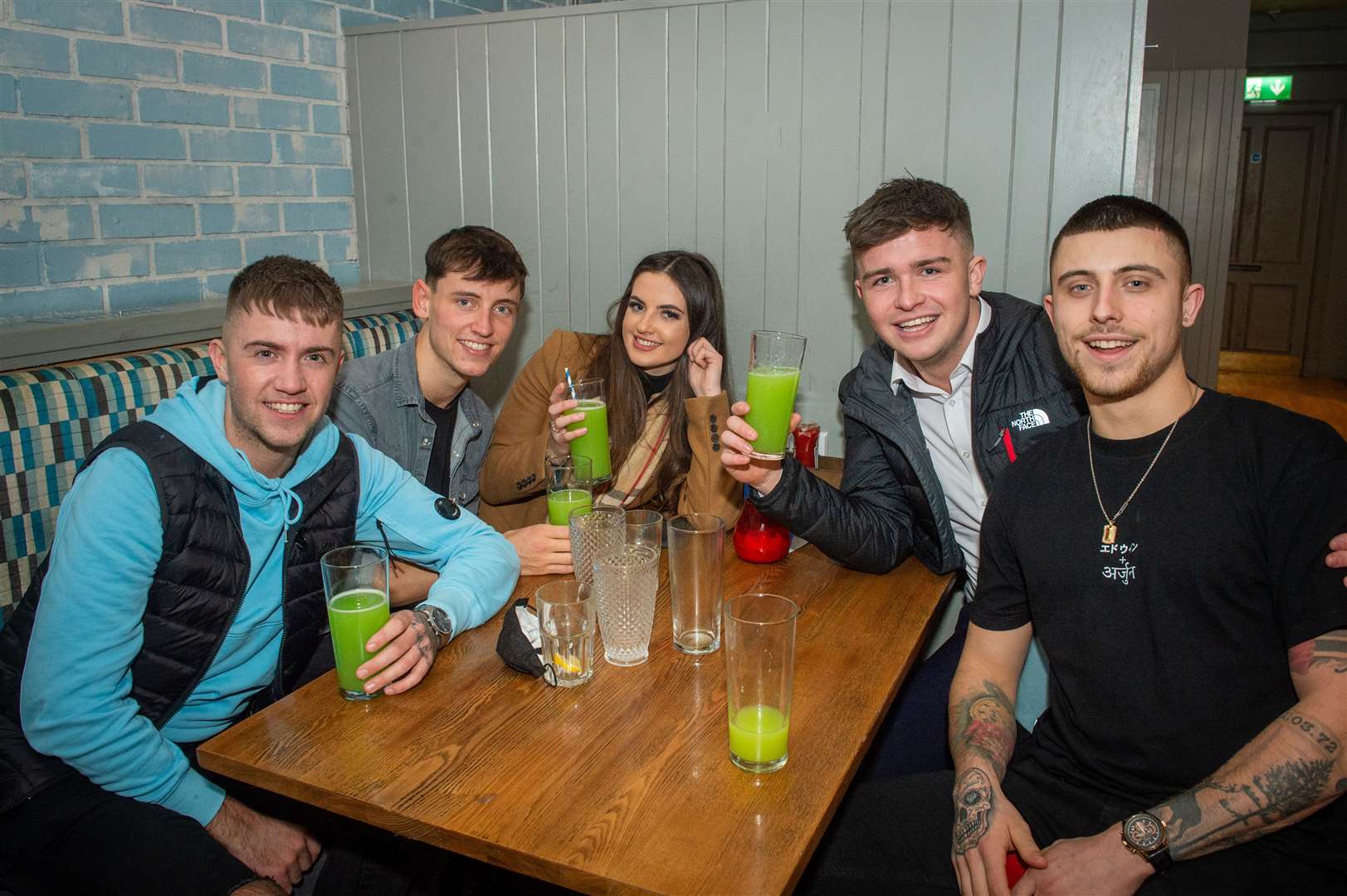 John Gillies (second right) celebrating his 21st birthday with friends. Picture: Callum Mackay.