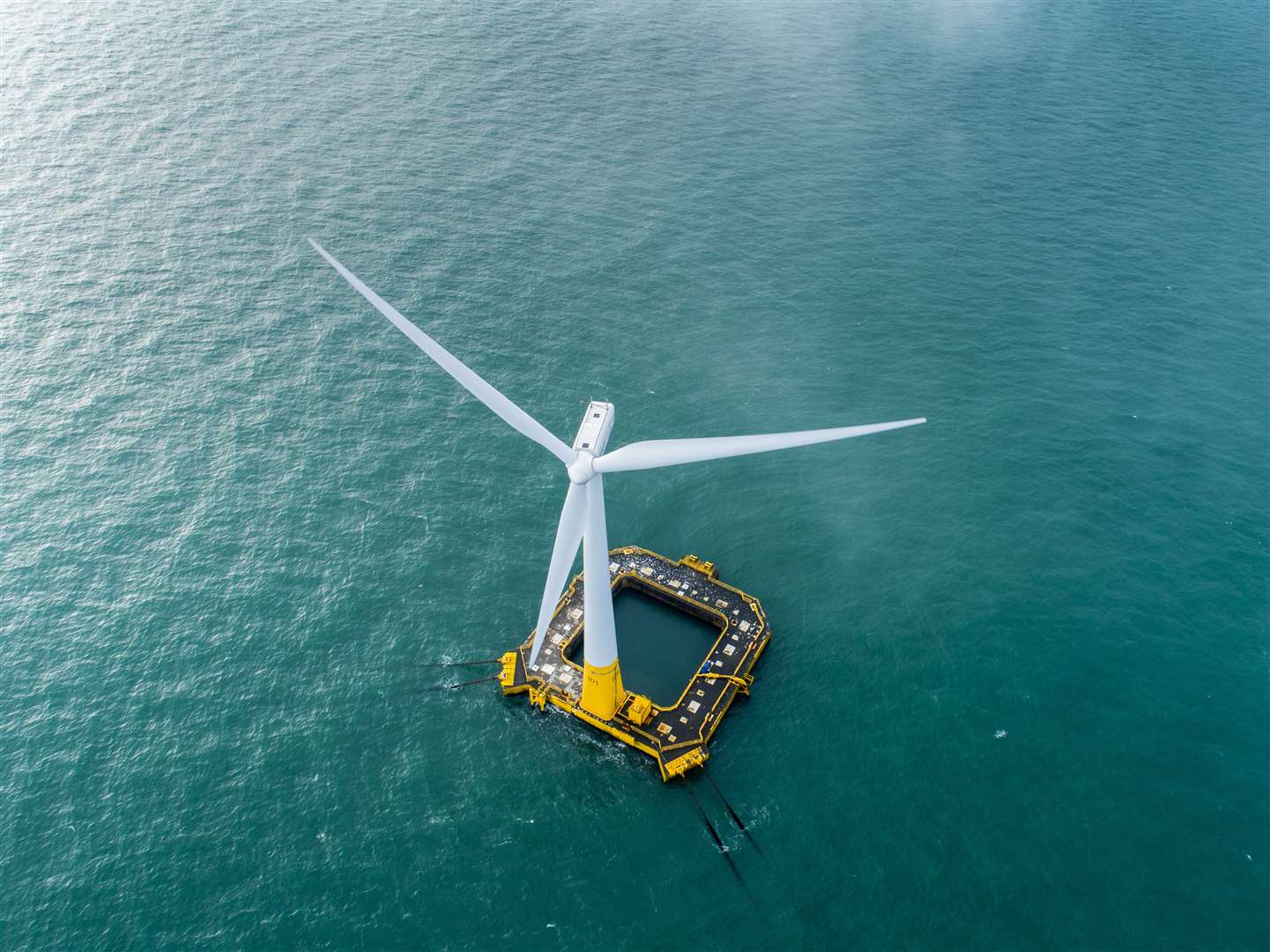 Any offshore wind turbine structures would be based in existing BW Ideol technology, similar to this offshore turbine in the Bay of Biscay.