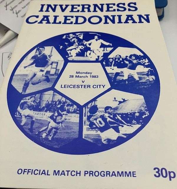 Match programme from Leicester City's visit to Inverness in 1983
