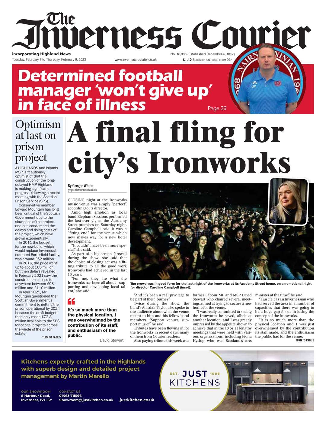 The Inverness Courier, February 7, front page.