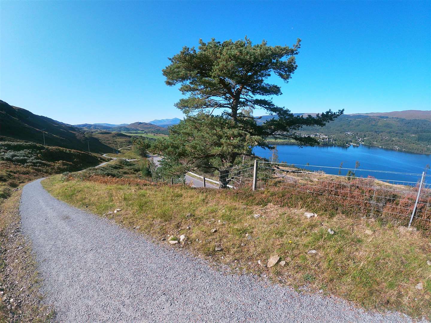 Looking over the military road back down to Fort Augustus from the South Loch Ness Trail path..
