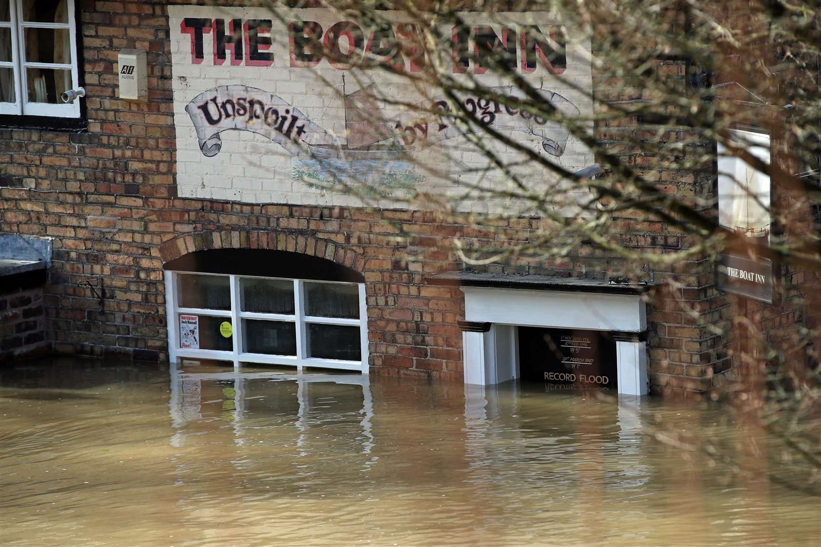 Flooding at the The Boat Inn in 2020 (PA)