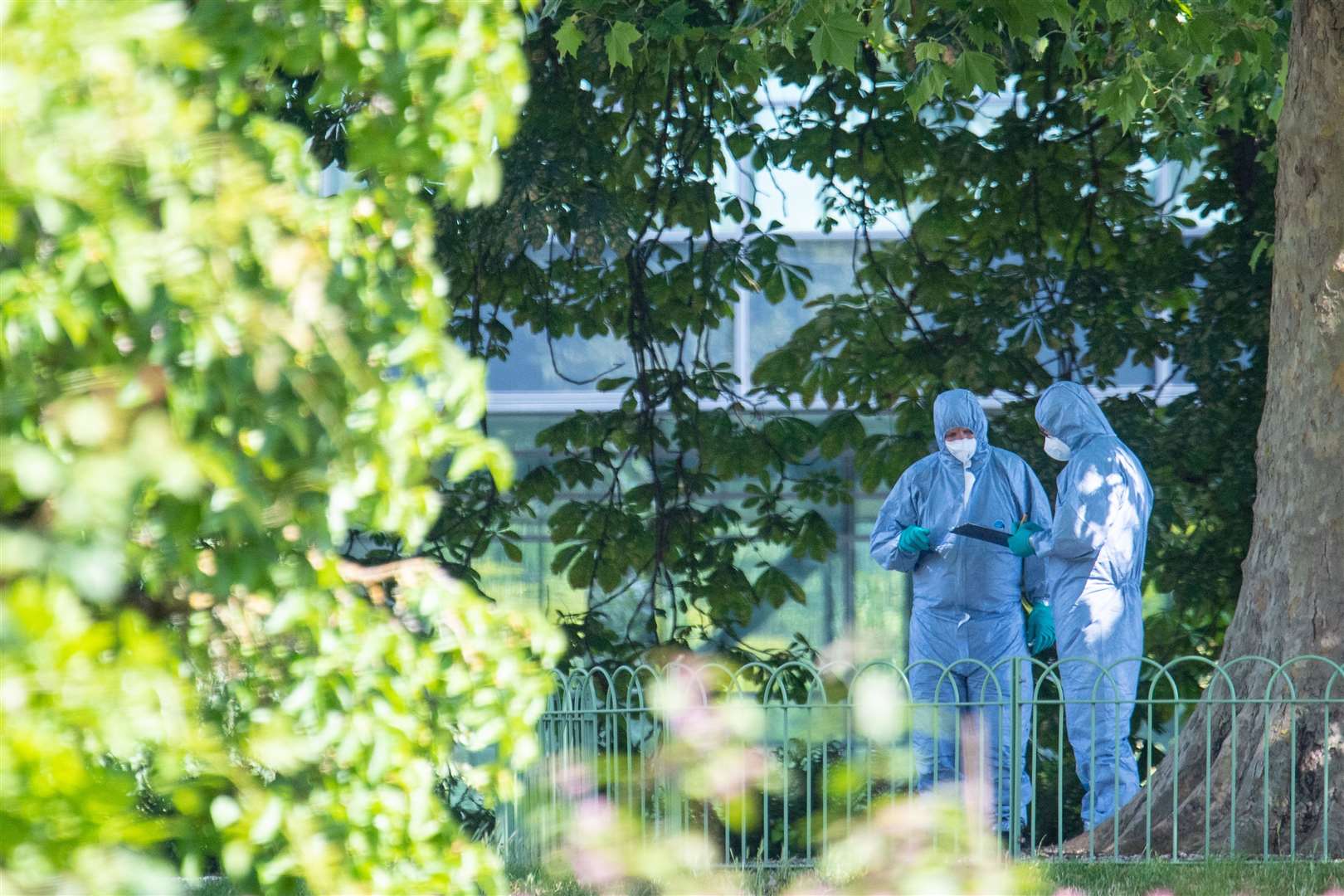 Police forensics officers in Forbury Gardens, Reading (Dominic Lipinski/PA)