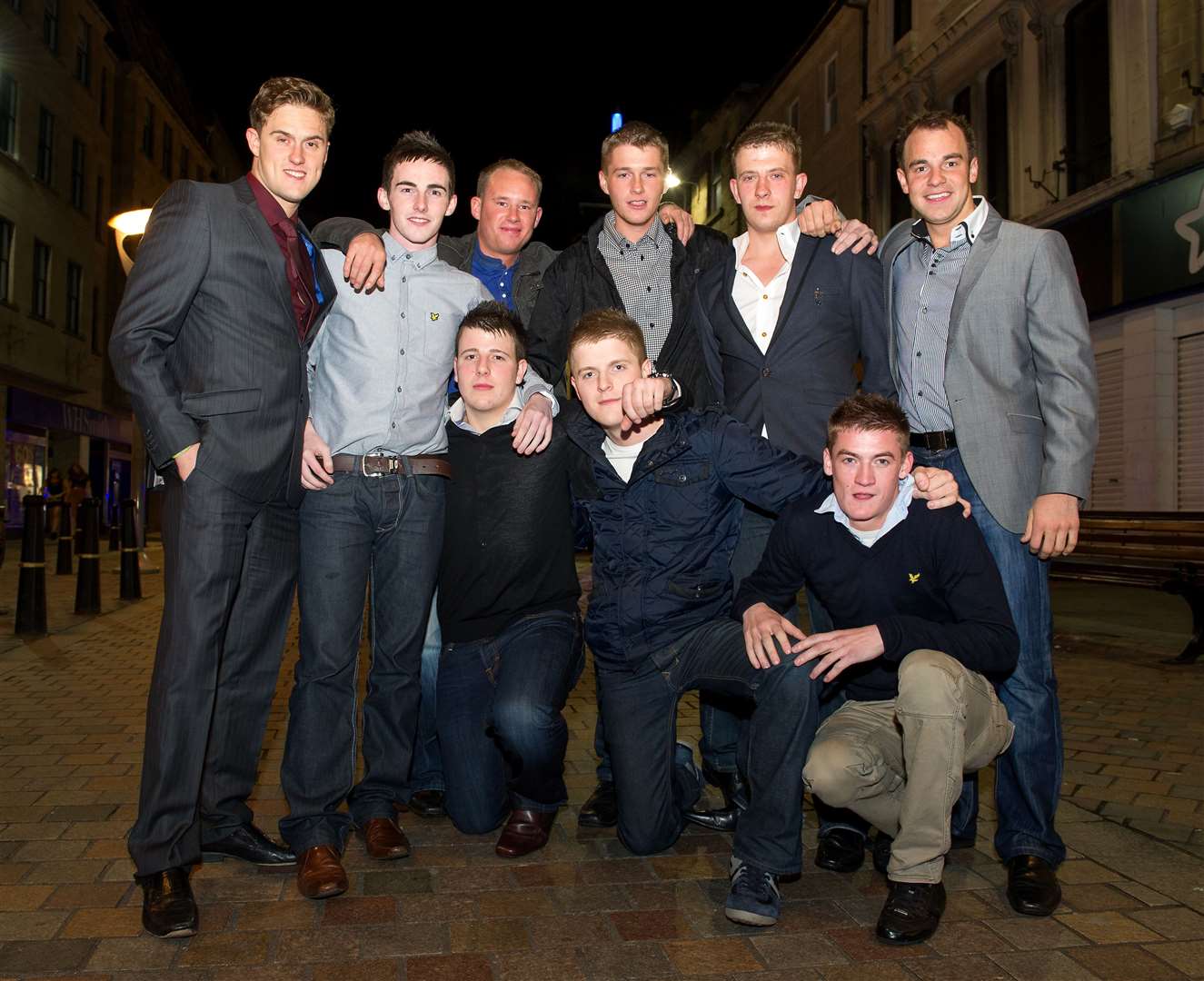 Lads night out for Nathan Dalgetty's (third left, kneeling) birthday.