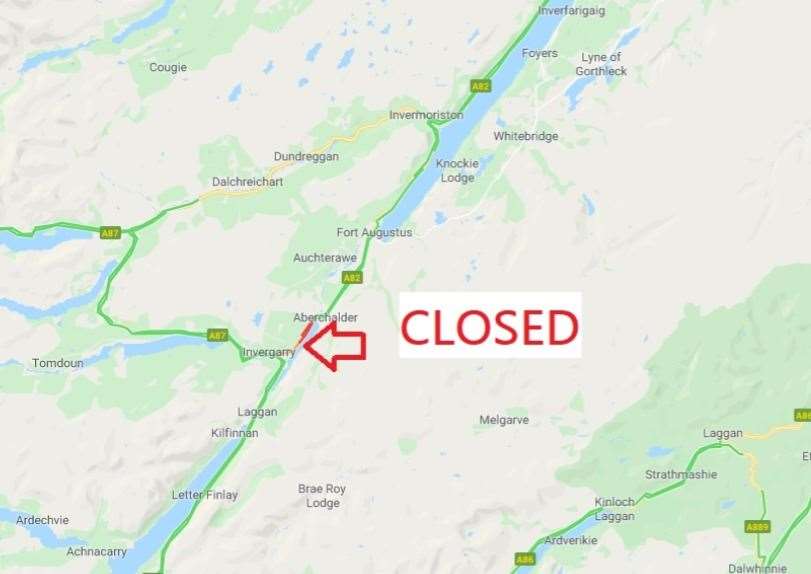 Traffic Scotland said the road was closed in both directions.