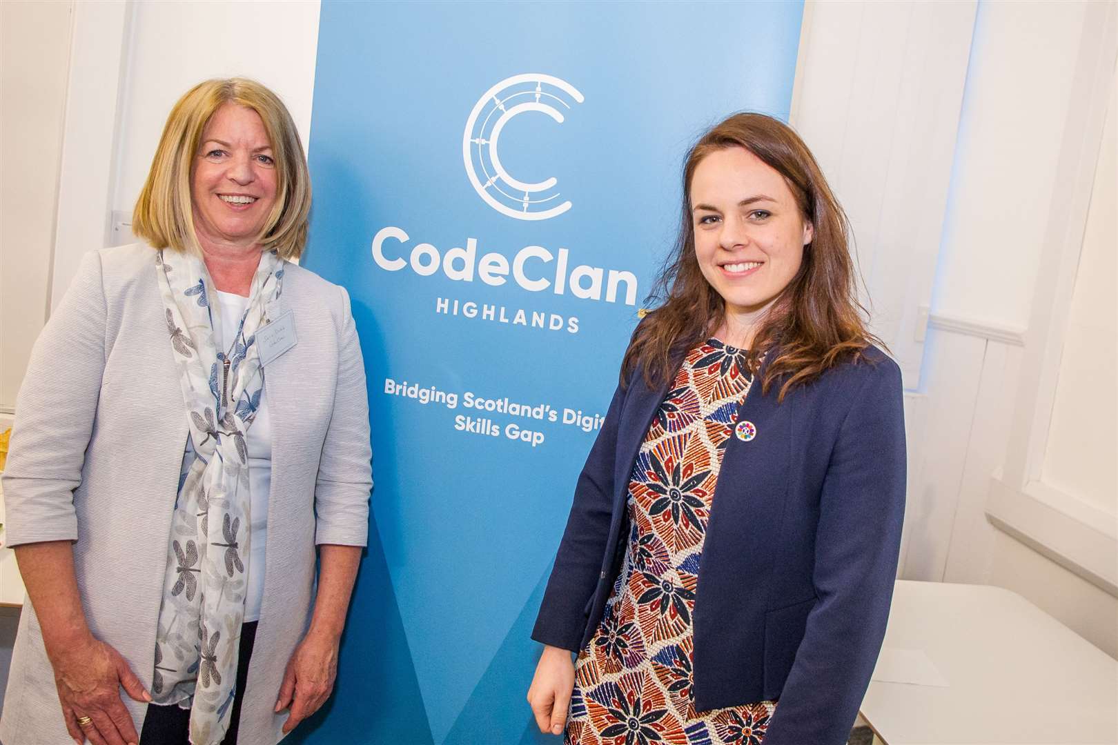 Sara Dodd of CodeClan (left) with Scotland’s digital economy minister Kate Forbes at CodeClan’s new premises in Inverness’s Creative Academy.