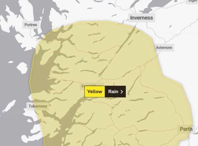 The alert for heavy rain covers southern Highland areas. Picture: Met Office.