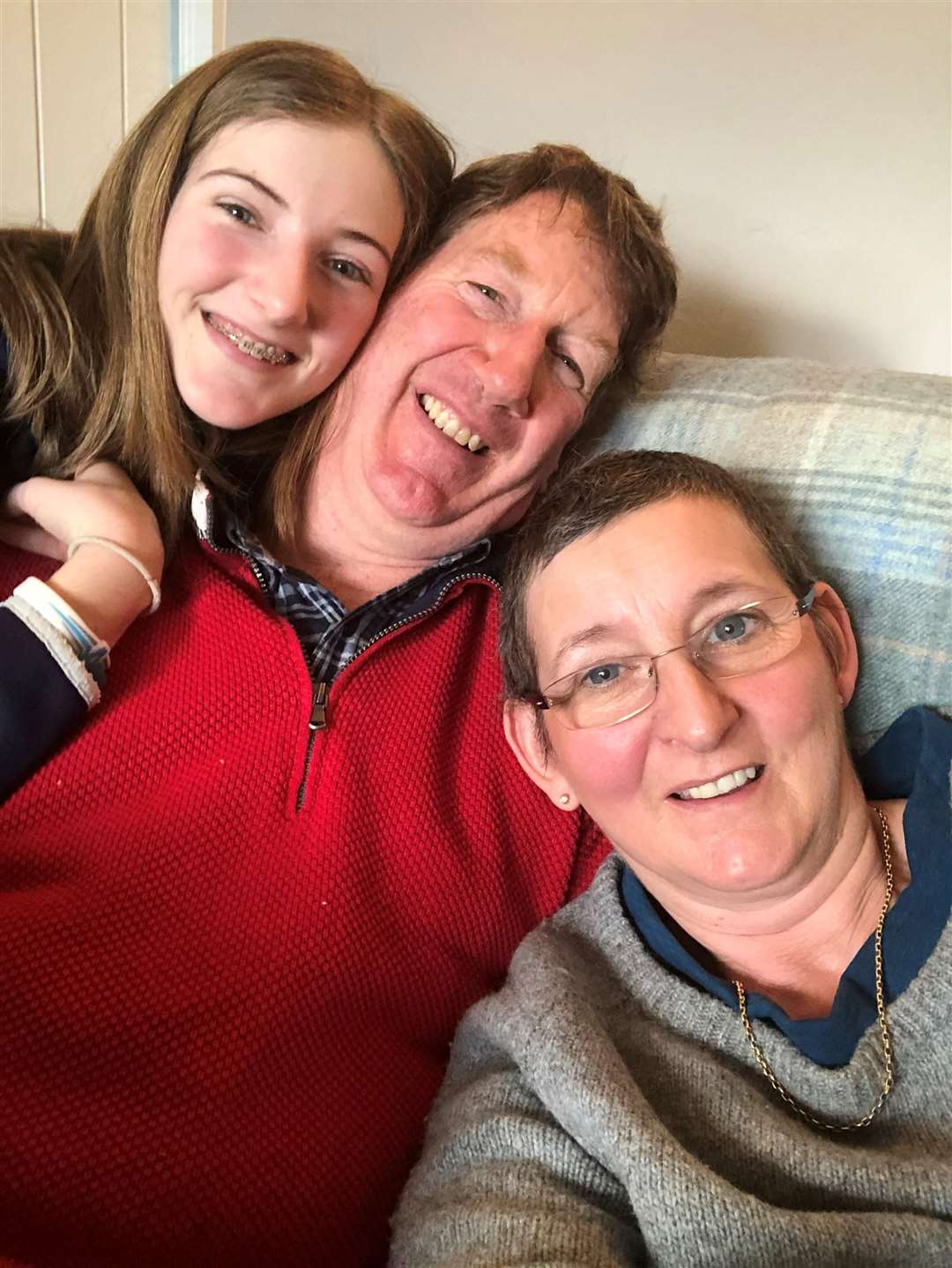 Study patient Sarah Ryder, 57, from Dorset, with family (The Royal Marsden/PA)