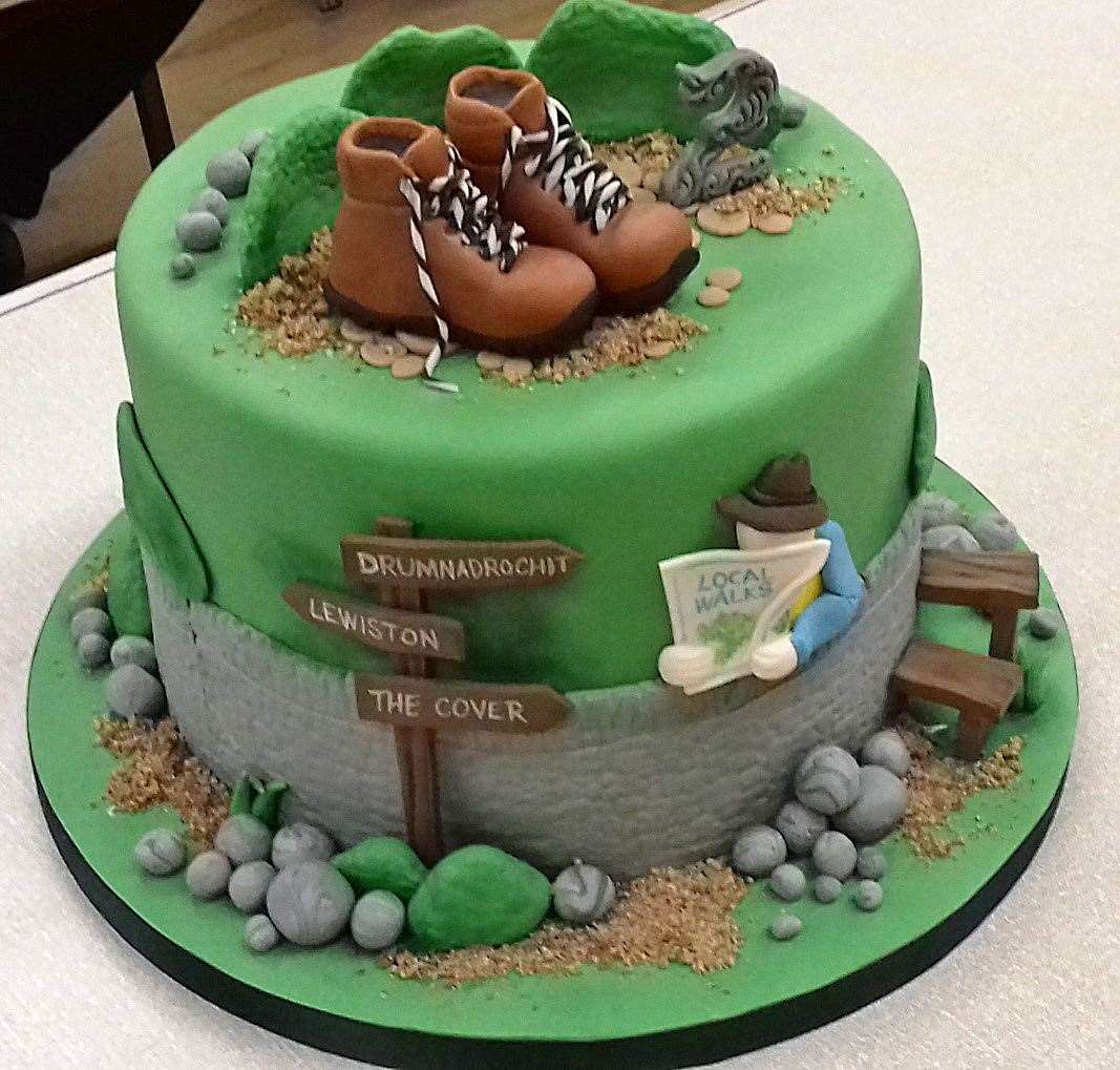 Cake to mark the anniversary of the Glen Urquhart Health Walk Group.