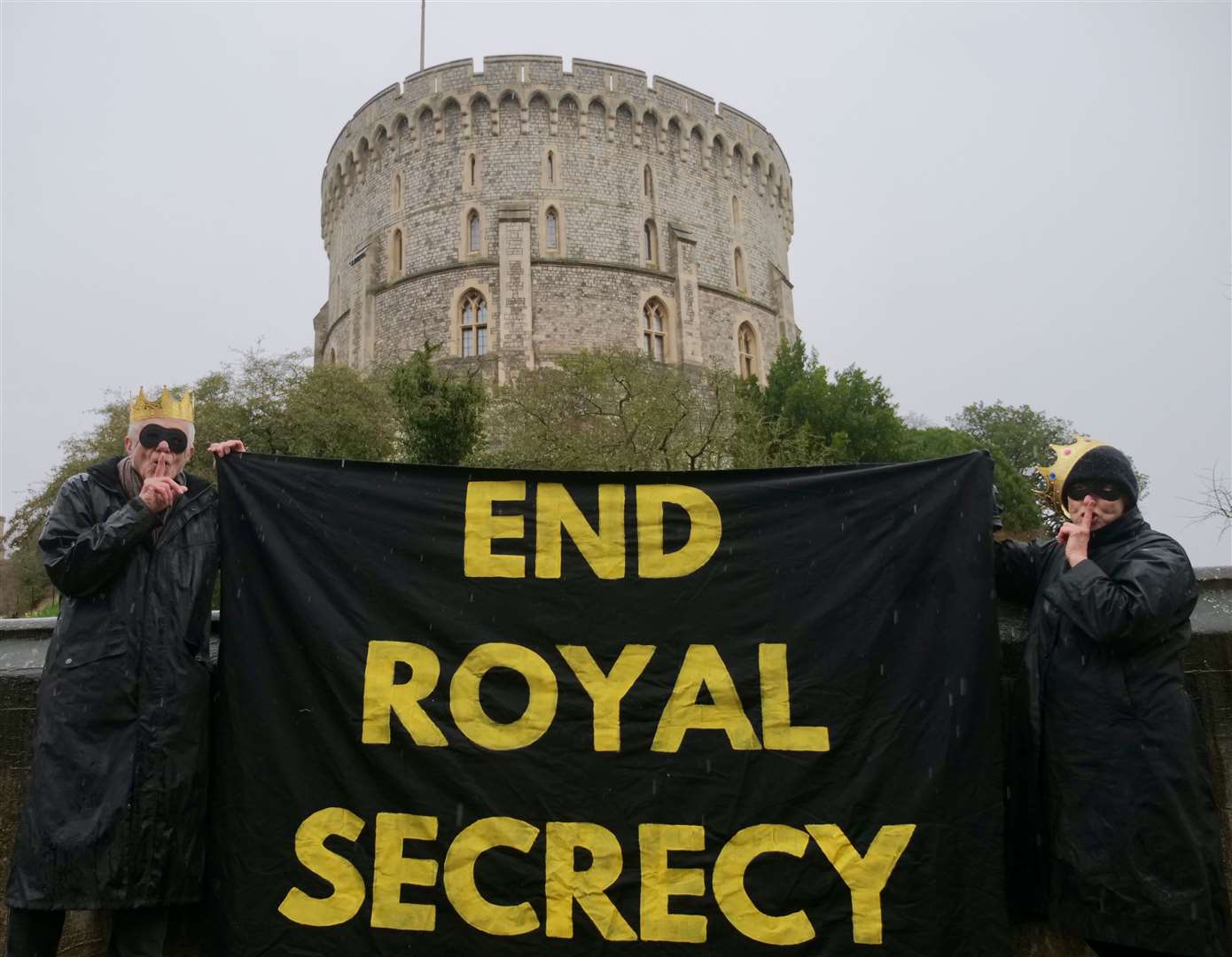Republic’s protest over royal “secrecy” in front of the famous Round Tower (Rikki Blue/Republic/PA)