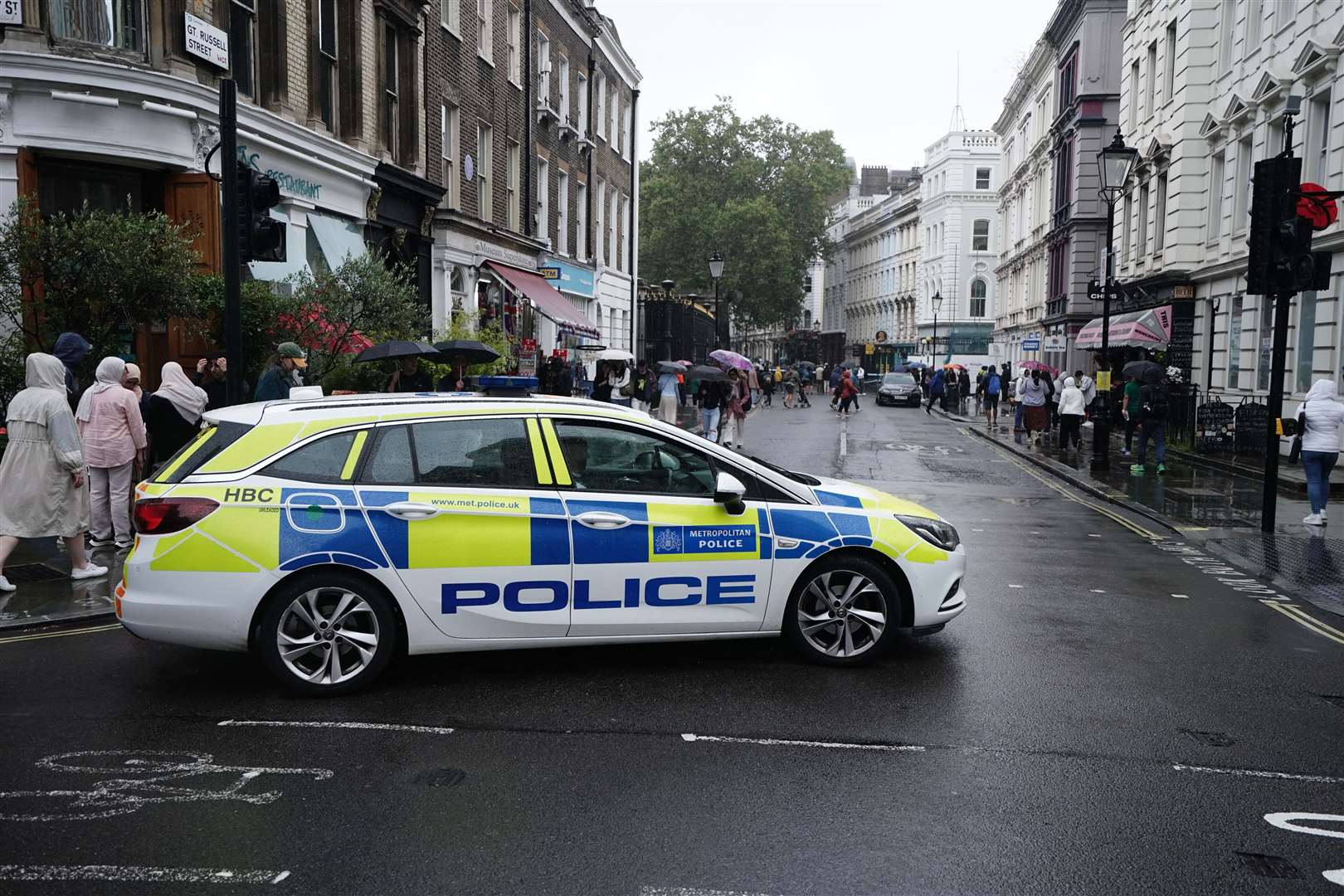 Police near the British Museum after a man was arrested (Jordan Pettitt/PA)
