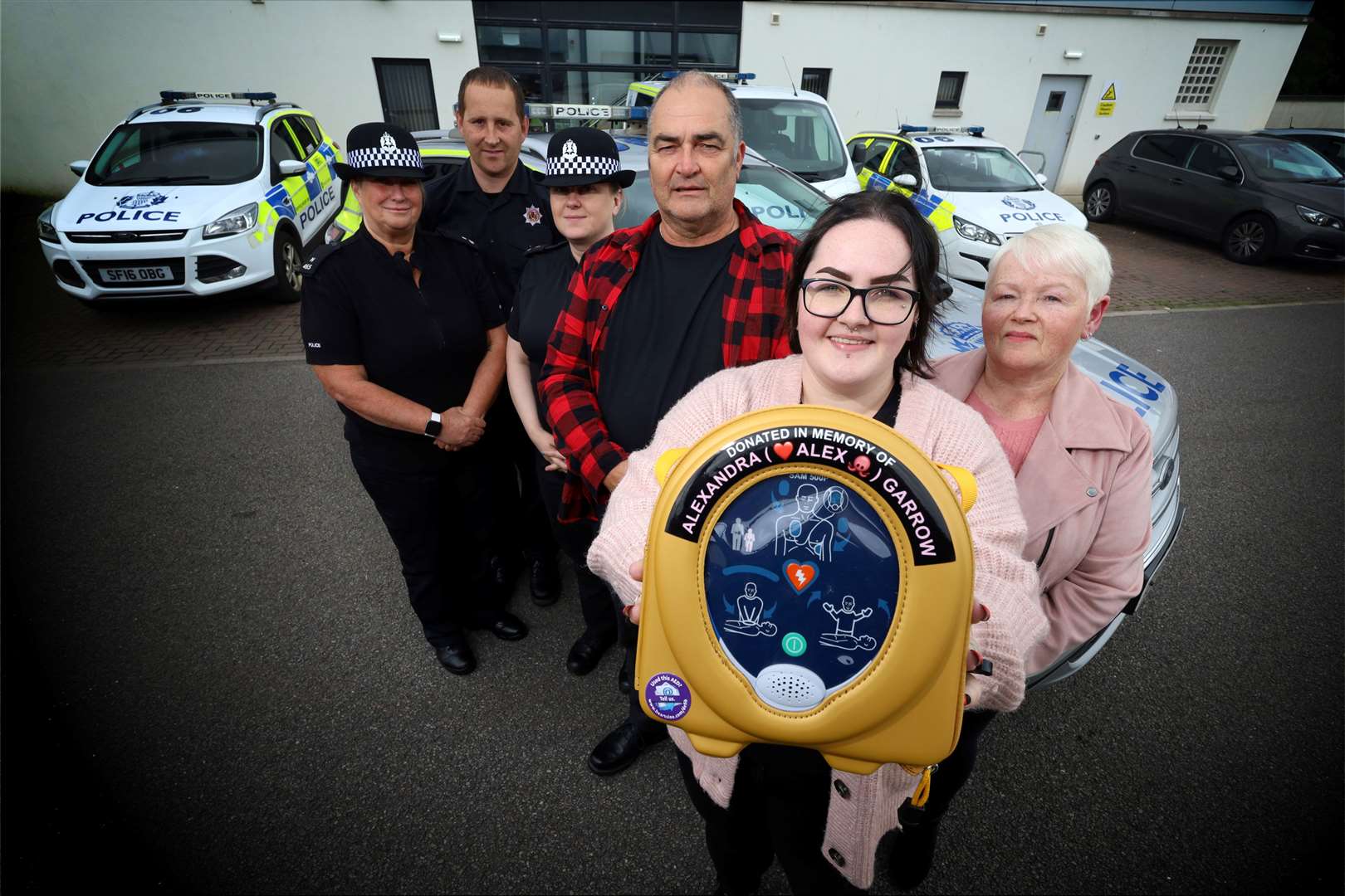 Beth and Yvonne Garrow at the presentation of one of the devices to police in Nairn. Picture: James Mackenzie