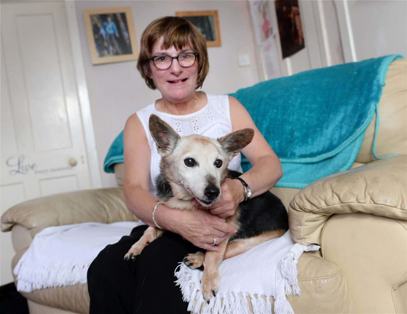 Carol Smart with her rescue dog Alfie, who celebrated his 20th birthday on New Year's Day.