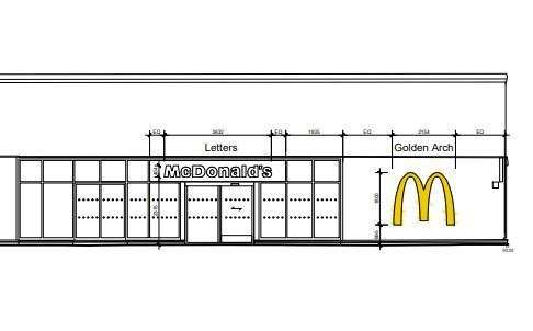 A graphic of the proposed McDonald's in Aviemore showing the signage.