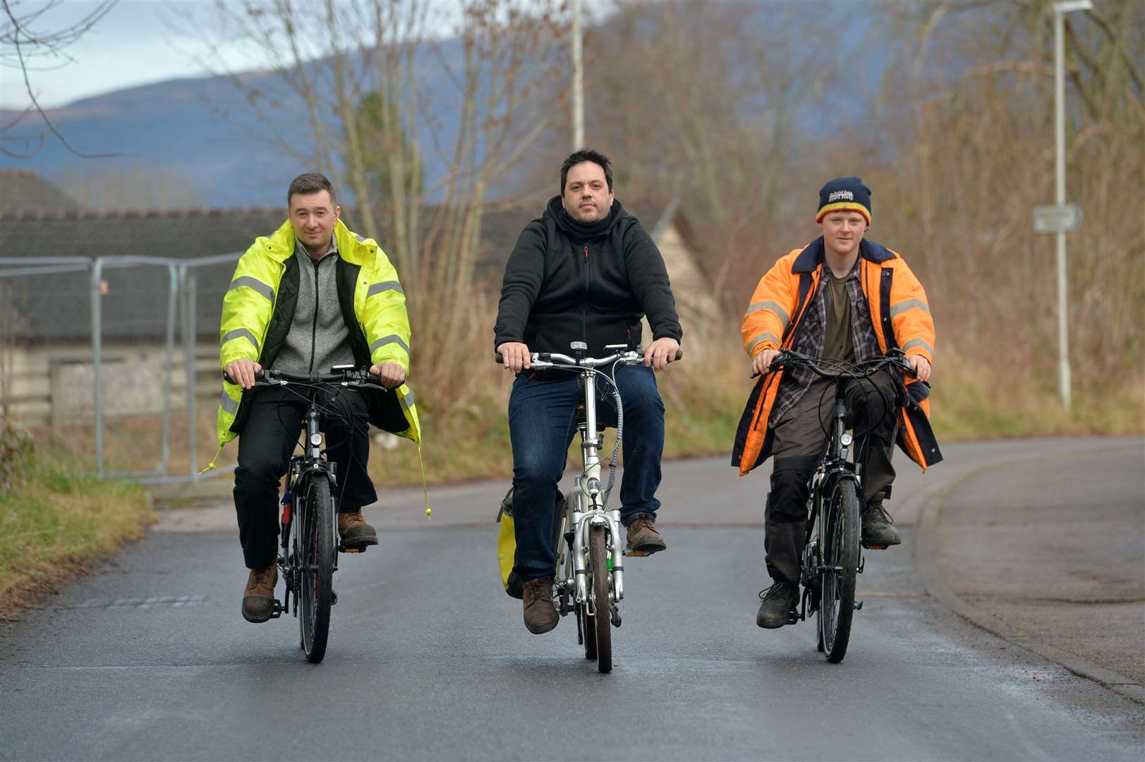 Cobbs e bikes Drumnadrochit, Staff at the bakery are trialling 3 e-bikes...Sebastian Gil, Manager Janel de Bruijne and Finlay Forbes..