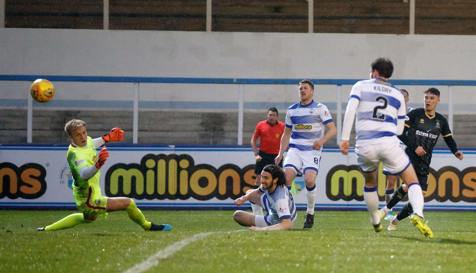 Picture - Ken Macpherson, Inverness. Morton(2) v Inverness CT(2).16.04.19. ICT's Anthony McDonald scores past Morton 'keeper Robby McCrorie.