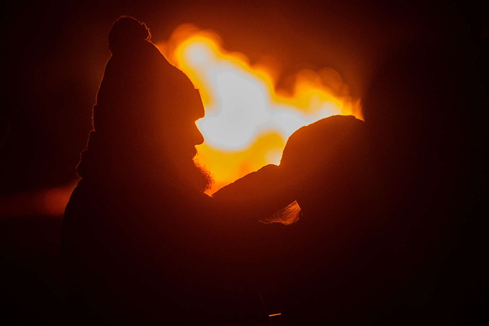 The bonfire burning brightly. Picture: Callum Mackay
