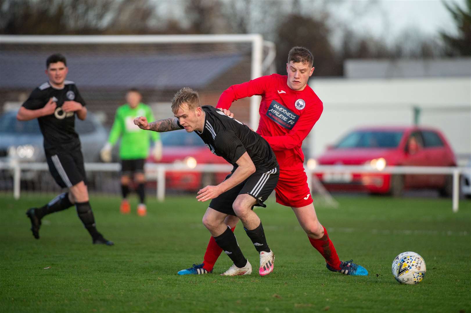 Ruaridh Patience attempts to win the ball back for Inverness Athletic against Invergordon last weekend. Picture: Callum Mackay