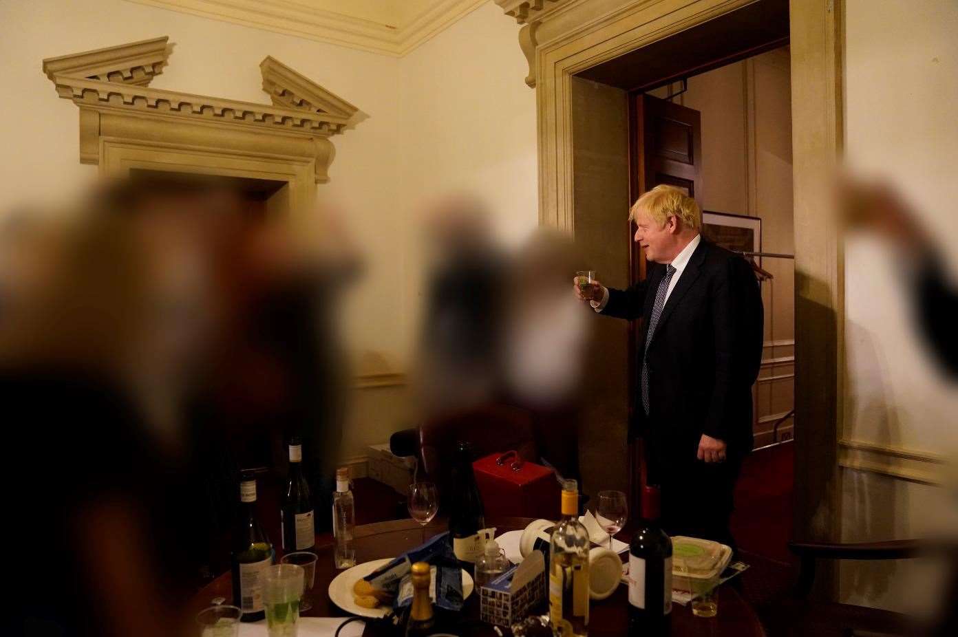 Prime Minister Boris Johnson at a gathering in 10 Downing Street (Sue Gray Report/Cabinet Office/PA)
