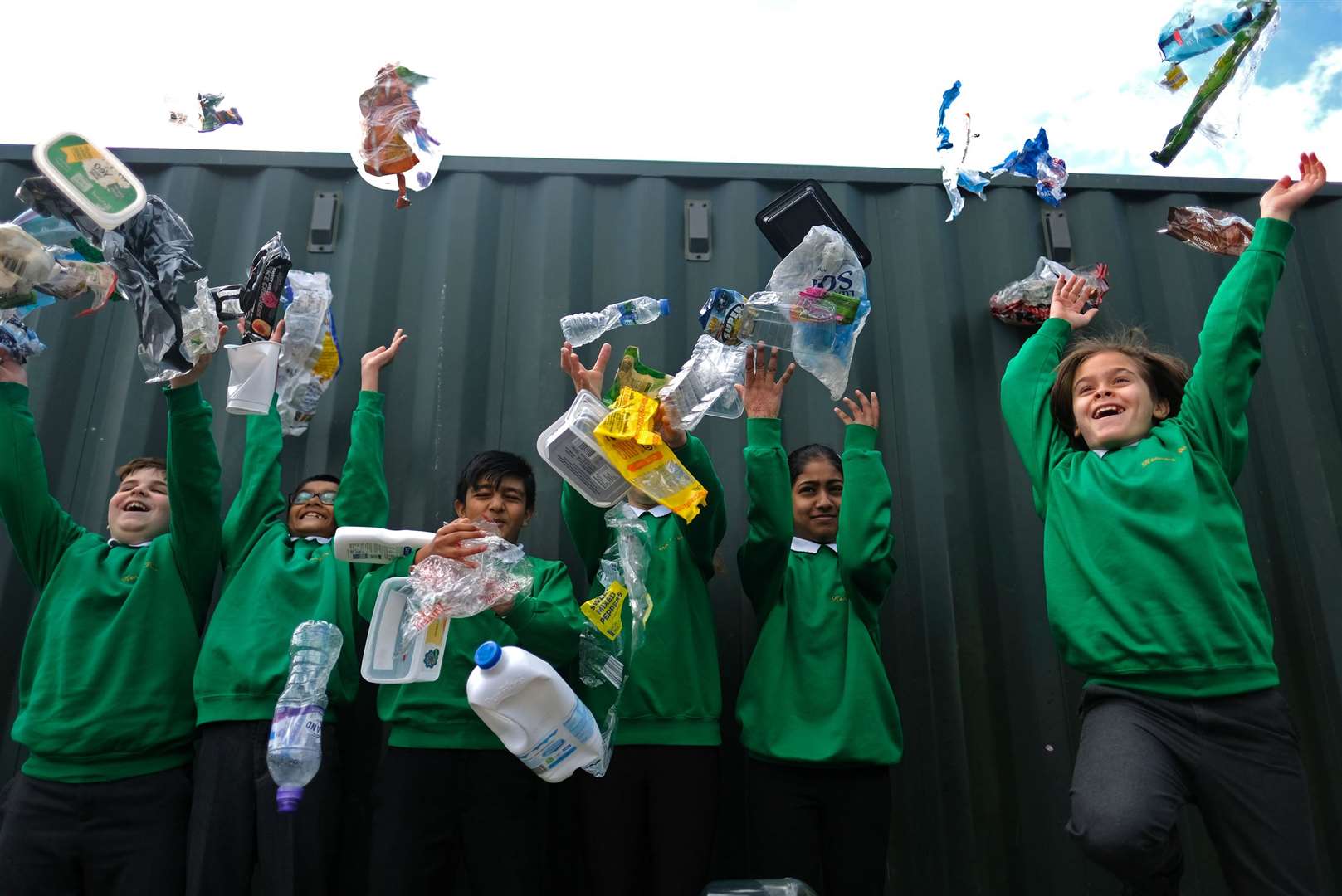 Schoolchildren took part in the big plastic count (Angela Christofilou/Greenpeace/PA)
